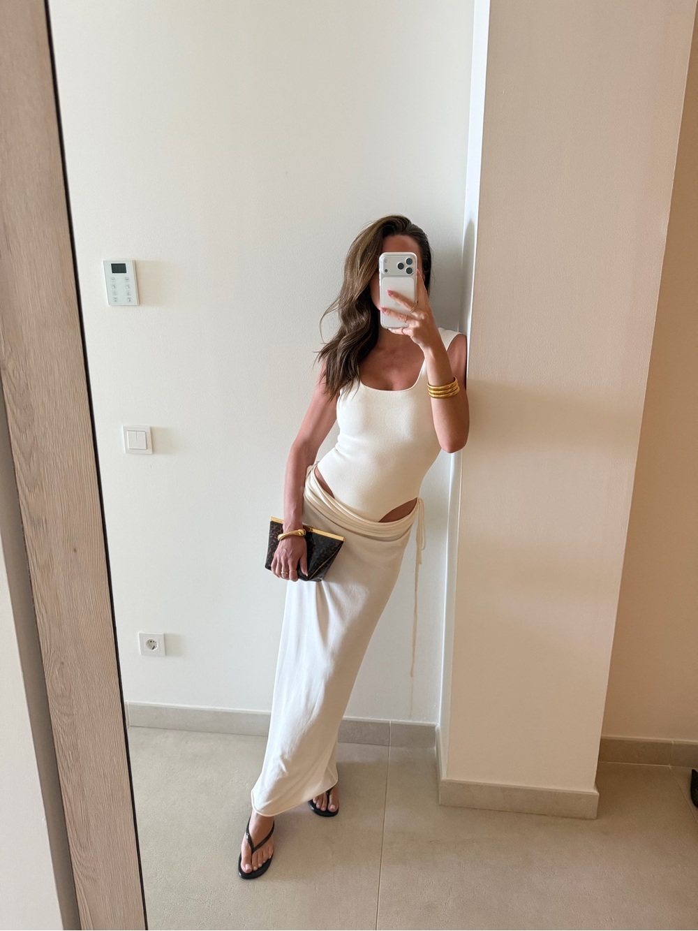 Sleeveless White Maxi Dress with Side Tie